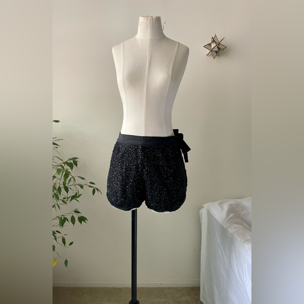 J.Crew Collection Sequin Tie Side Shorts Black Size 10 Style: 30121